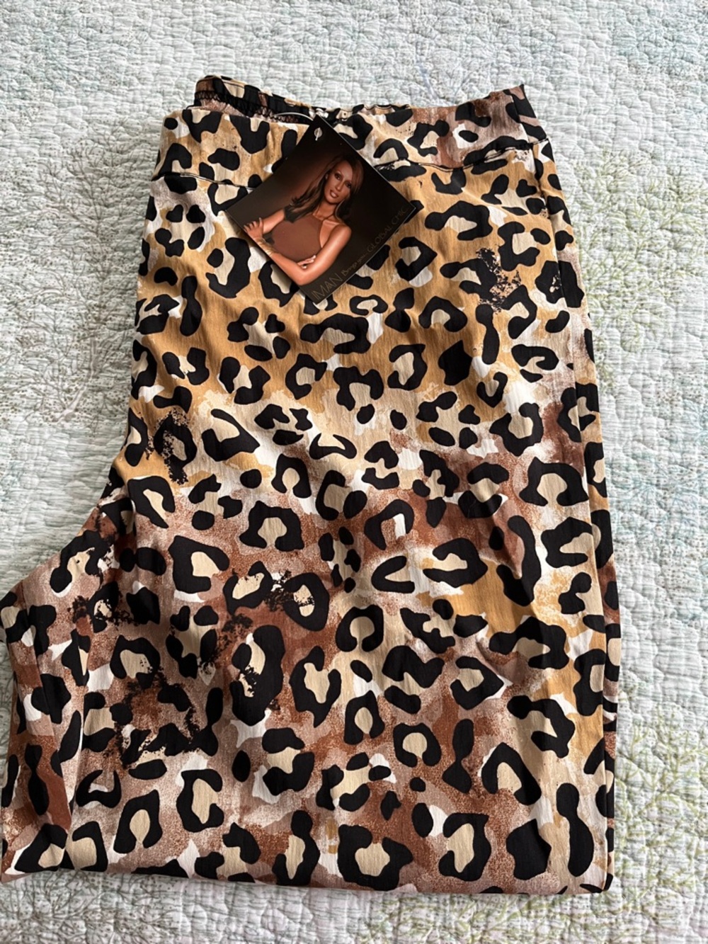 IMAN Leopard Print summer pants in Tan, Brown & Black